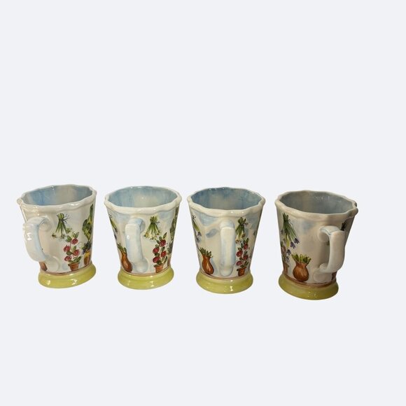 Ma Maison Ceramic Mug Set 4 Floral Butterfly Hand Painted by Tabletops Unlimited - Picture 10 of 15